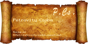 Petrovity Csaba névjegykártya